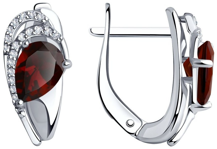 Серьги Diamant 94-320-00548-2 вес 2.79 г серебро, гранат купить,25650
