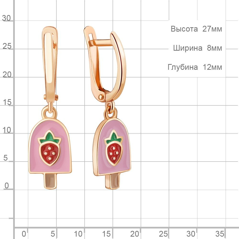 Серьги AQUAMARINE 34502 вес 2.26 г серебро, эмаль купить,20638