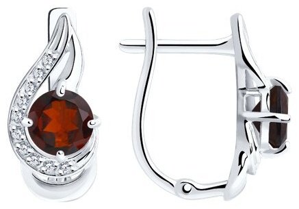 Серьги Diamant 94-320-00555-2 вес 2.19 г серебро, гранат купить,19494