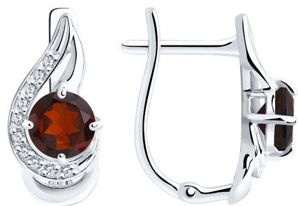 Серьги Diamant 94-320-00555-2 вес 2.19 г серебро, гранат купить,19494