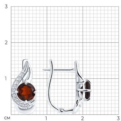 Серьги Diamant 94-320-00555-2 вес 2.19 г серебро, гранат купить,19494