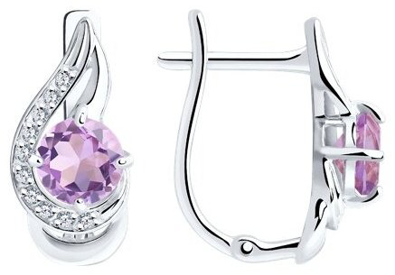 Серьги Diamant 94-320-00555-3 вес 2.13 г серебро, аметист купить,19494