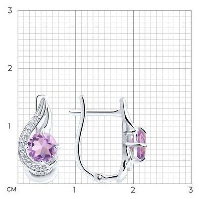 Серьги Diamant 94-320-00555-3 вес 2.13 г серебро, аметист купить,19494