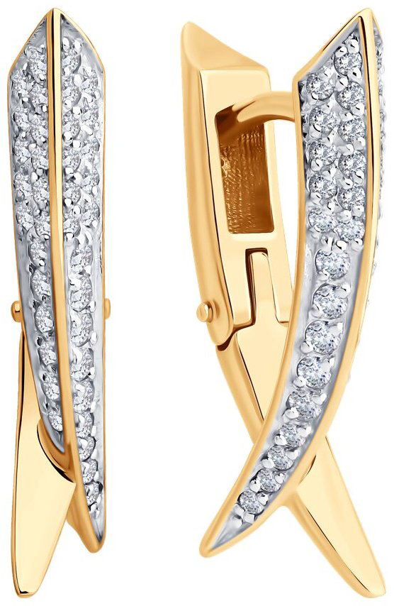 Серьги Diamant 51-120-02811-1 вес 4.91 г золото, фианит купить,499885