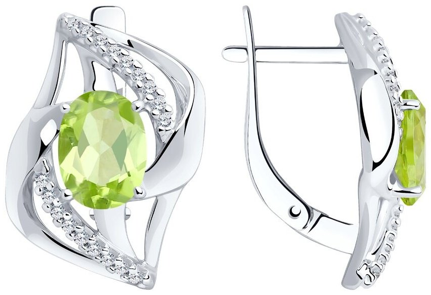 Серьги Diamant 94-320-00569-1 вес 3.96 серебро, хризолит купить,38091