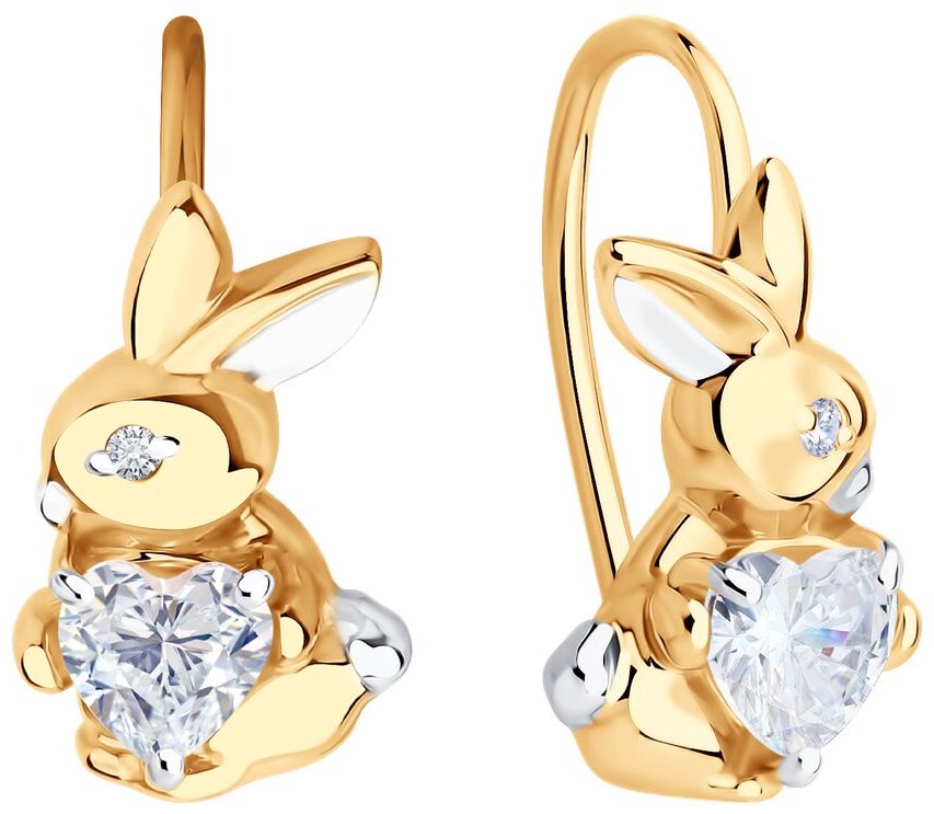 Серьги Diamant 51-120-02852-1 вес 1.9 г золото, фианит купить,169113