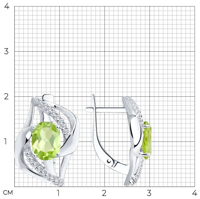 Серьги Diamant 94-320-00569-1 вес 3.96 серебро, хризолит купить,38091