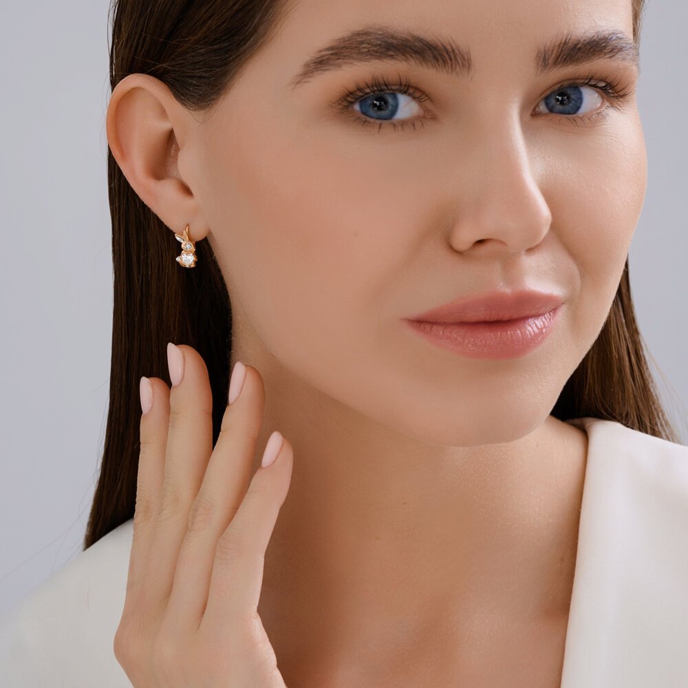 Серьги Diamant 51-120-02852-1 вес 1.9 г золото, фианит купить,169113