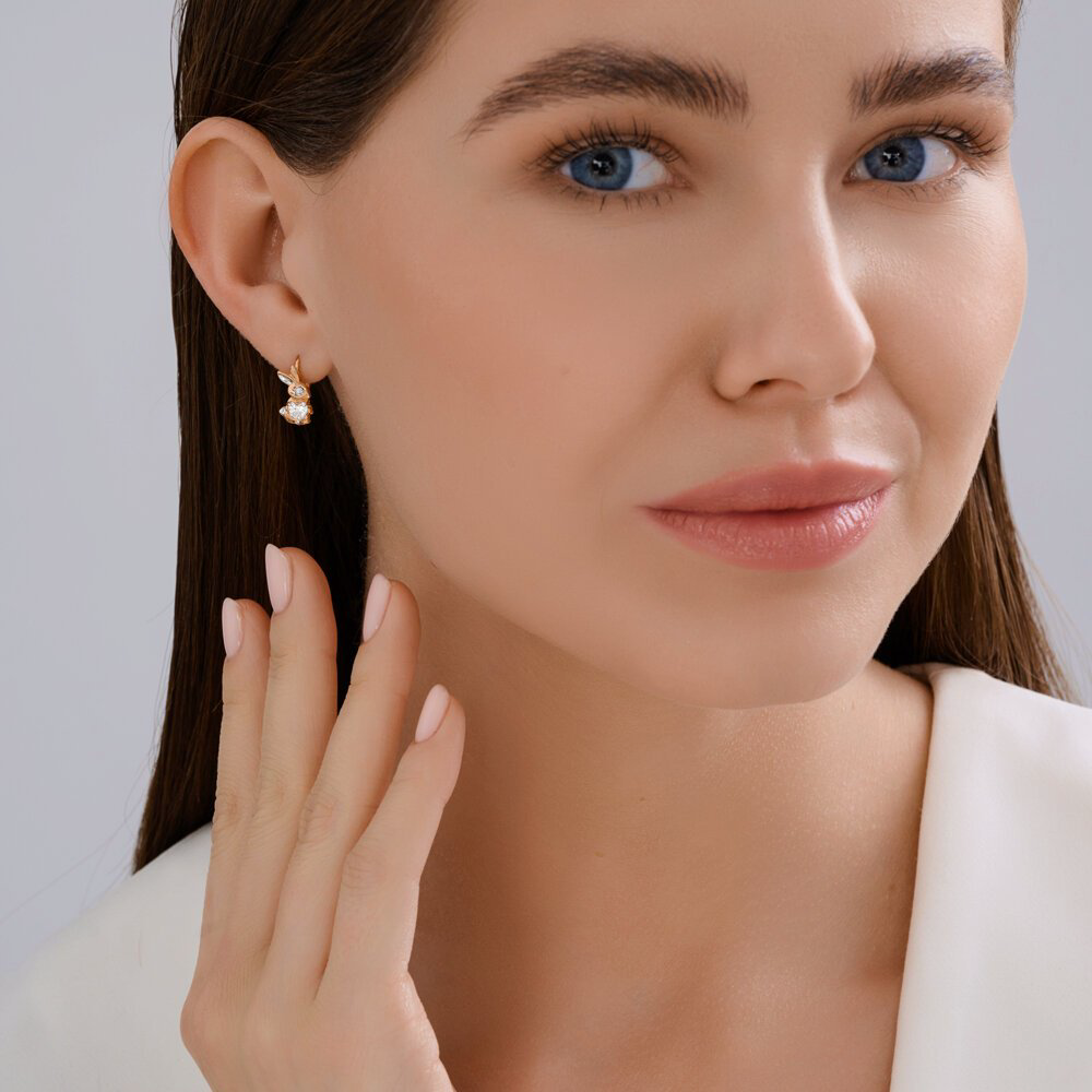Серьги Diamant 51-120-02852-1 вес 1.9 г золото, фианит купить,169113
