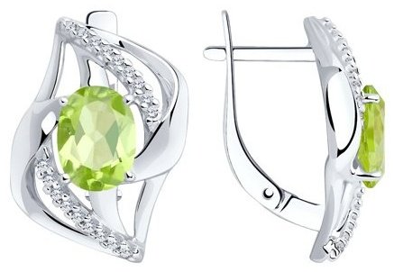Серьги Diamant 94-320-00569-1 вес 3.99 г серебро, хризолит купить,38091