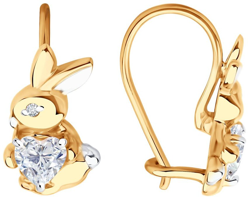 Серьги Diamant 51-120-02852-1 вес 1.9 г золото, фианит купить,169113