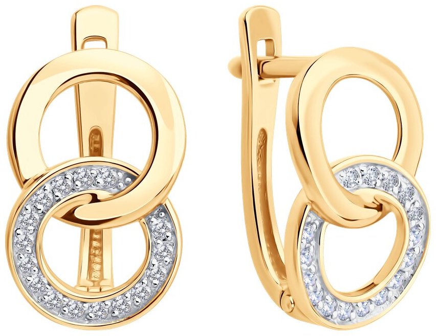 Серьги Diamant 51-120-02923-1 вес 3.07 г золото, фианит купить,309051