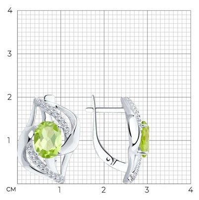 Серьги Diamant 94-320-00569-1 вес 3.99 г серебро, хризолит купить,38091