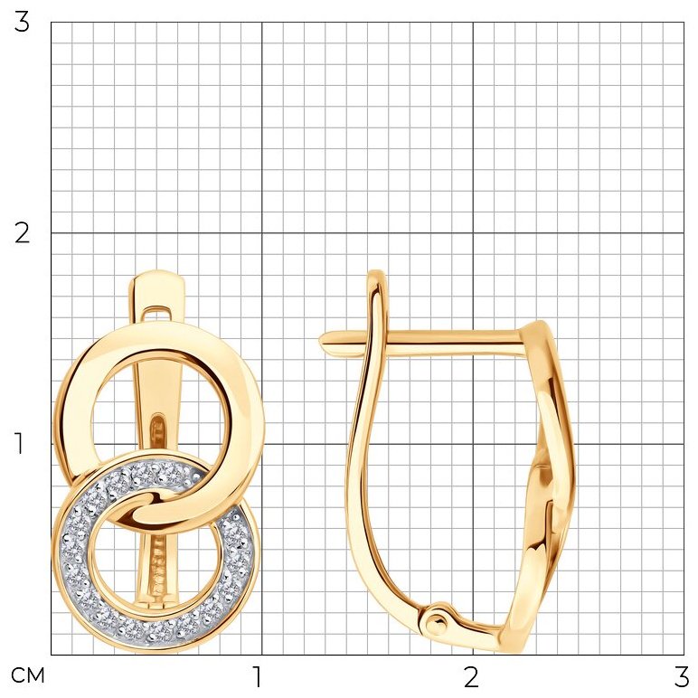 Серьги Diamant 51-120-02923-1 вес 3.07 г золото, фианит купить,309051