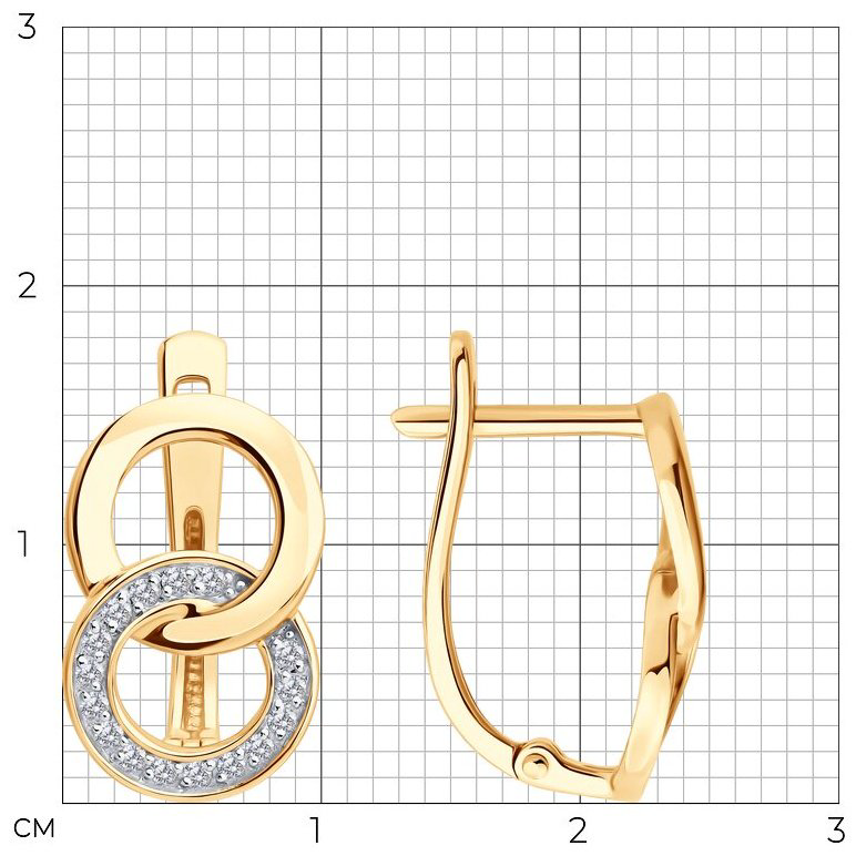 Серьги Diamant 51-120-02923-1 вес 3.07 г золото, фианит купить,309051
