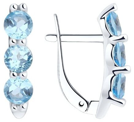 Серьги Diamant 94-320-00588-1 вес 2.1 г серебро, топаз купить,19494