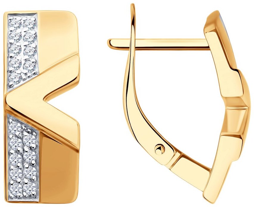 Серьги Diamant 51-120-02978-1 вес 3.06 г золото, фианит купить,240499