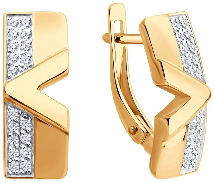Серьги Diamant 51-120-02978-1 вес 3.06 г золото, фианит купить,240499
