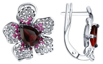 Серьги SOKOLOV 92022987 вес 6.18 г серебро, гранат купить,37083