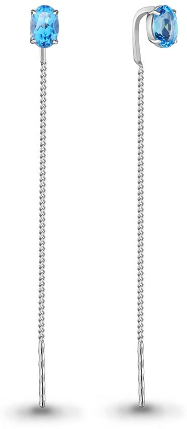 Серьги-цепочки AQUAMARINE 4753805 вес 1.02 г серебро, топаз купить,20777