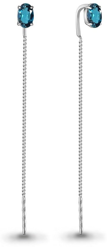 Серьги-цепочки AQUAMARINE 4753808 вес 1.02 г серебро, топаз купить,29780