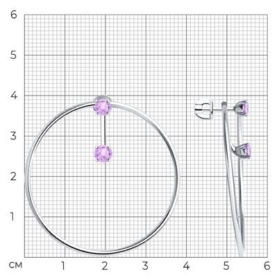 Серьги SOKOLOV 92022448 вес 4 г серебро, аметист купить,48663