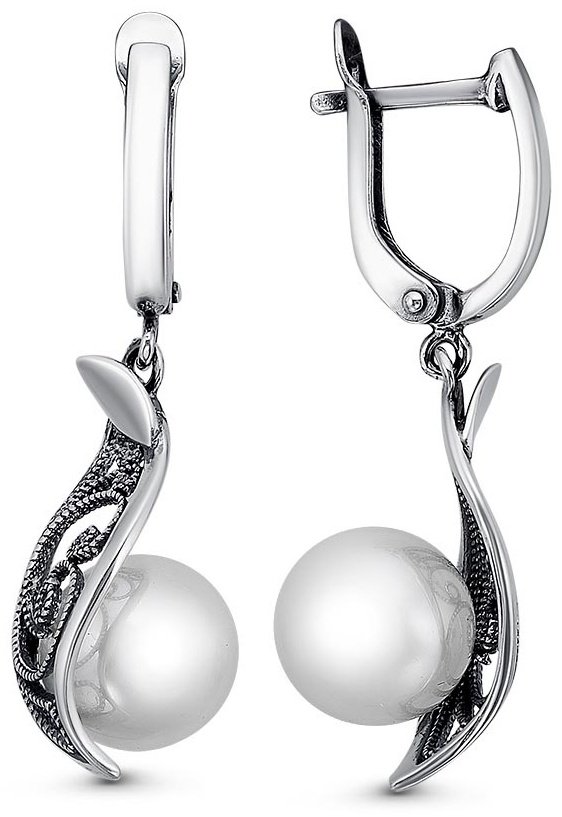 Серьги Красная пресня 33612218 вес 5.99 г серебро, жемчуг купить,NaN