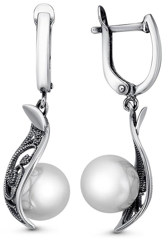 Серьги Красная пресня 33612218 вес 5.99 г серебро, жемчуг купить,NaN