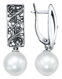Серьги Красная пресня 33612270 вес 9.19 г серебро, жемчуг купить,31269