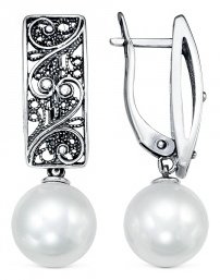 Серьги Красная пресня 33612270 вес 9.19 г серебро, жемчуг купить,31269