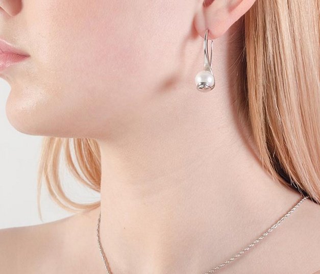 Серьги Красная пресня 3366070Д вес 8.6 г серебро, имитация жемчуга купить,28499
