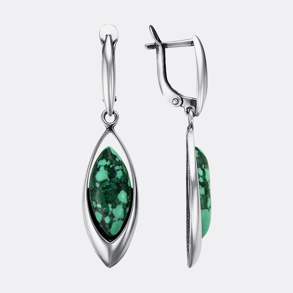 Серьги Красная пресня 33312288м_k вес 5.9 г серебро, малахит купить,34999