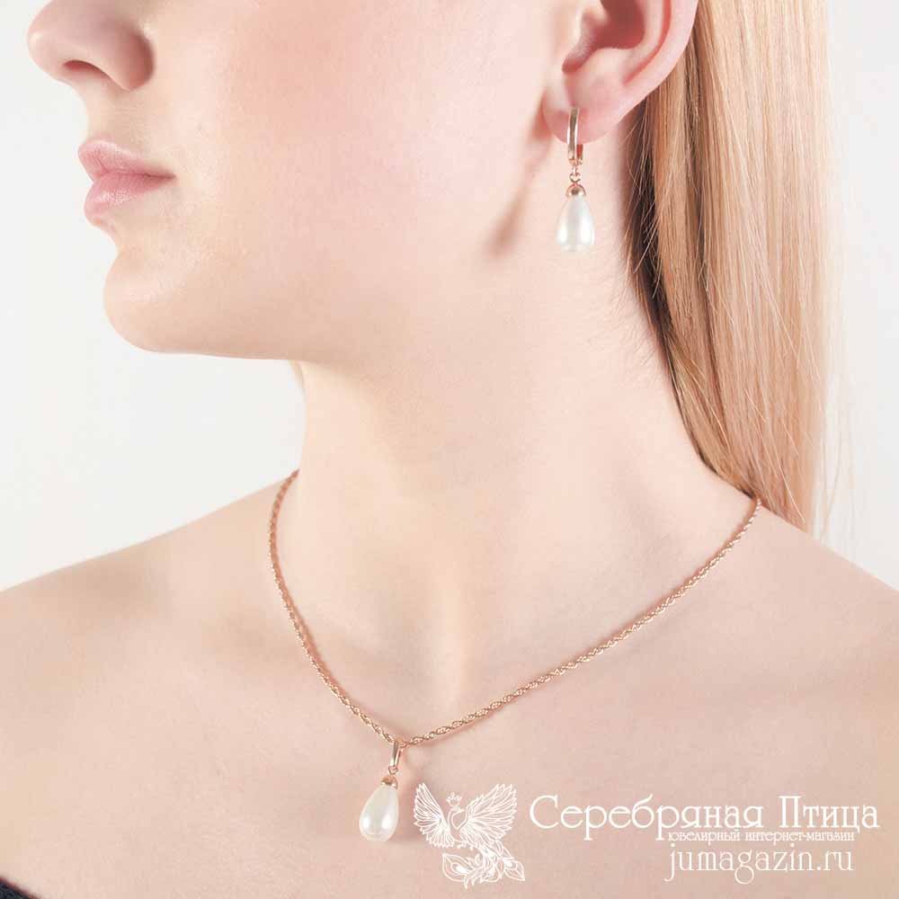Серьги Красная пресня 3366753 вес 6.3 г серебро, имитация жемчуга купить,22799