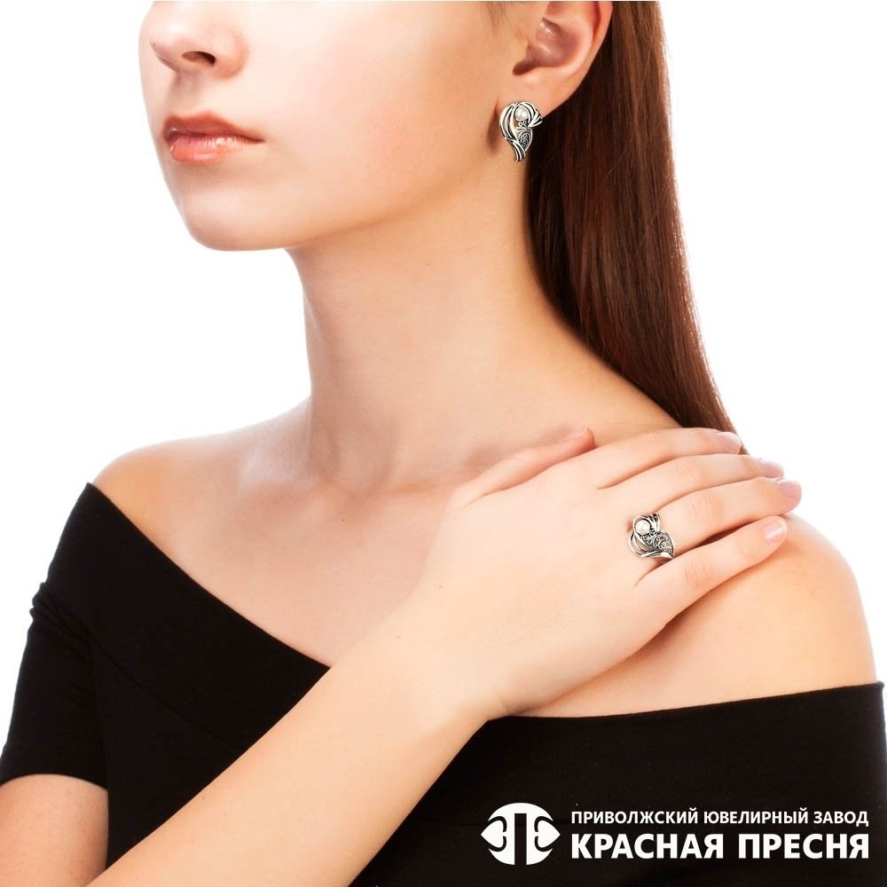 Серьги Красная пресня 33312552 вес 5.92 г серебро, жемчуг купить,31901