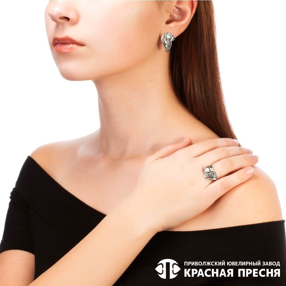 Серьги Красная пресня 33312552 вес 5.92 г серебро, жемчуг купить,31901