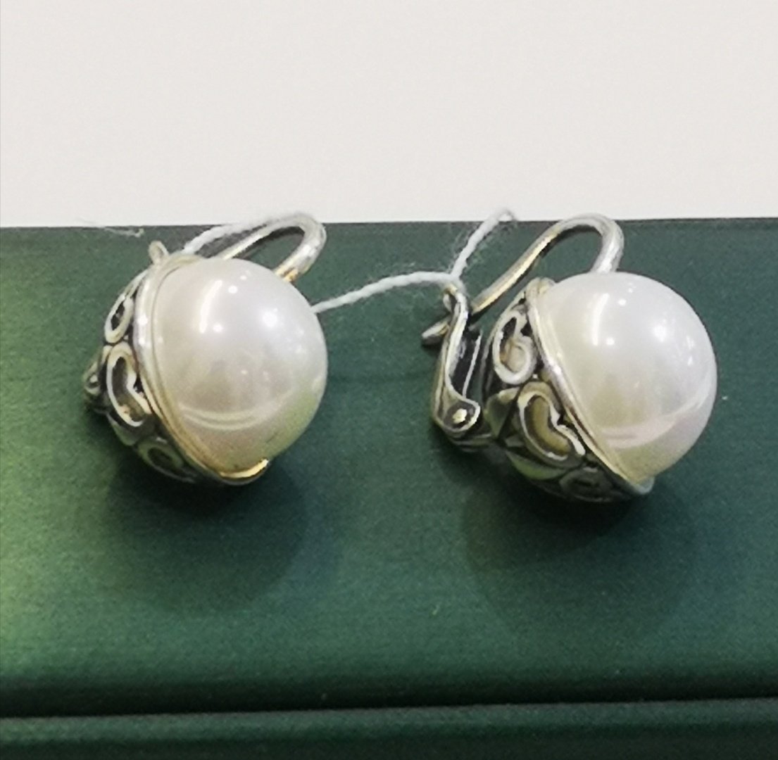 Серьги Красная пресня 3367346 вес 8.9 г серебро, жемчуг купить,26499