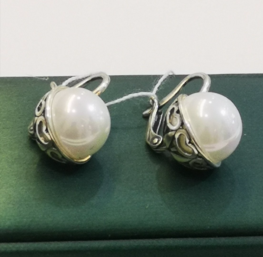 Серьги Красная пресня 3367346 вес 8.9 г серебро, жемчуг купить,26499