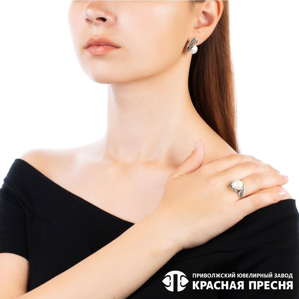 Серьги Красная пресня 33312854 вес 6.6 г серебро, культивированный жемчуг купить,22999