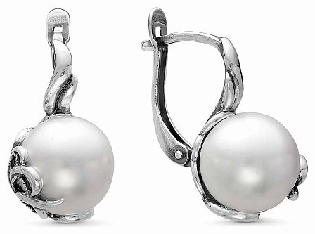 Серьги Красная пресня 3367796 вес 10.17 г серебро, жемчуг купить,NaN