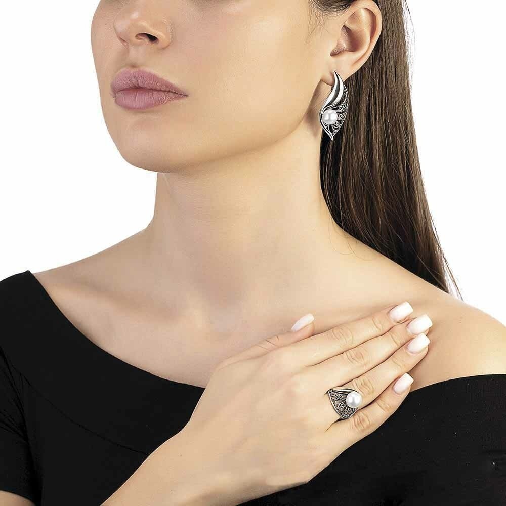 Серьги Красная пресня 33312926_k вес 12.3 г серебро, культивированный жемчуг купить,36706