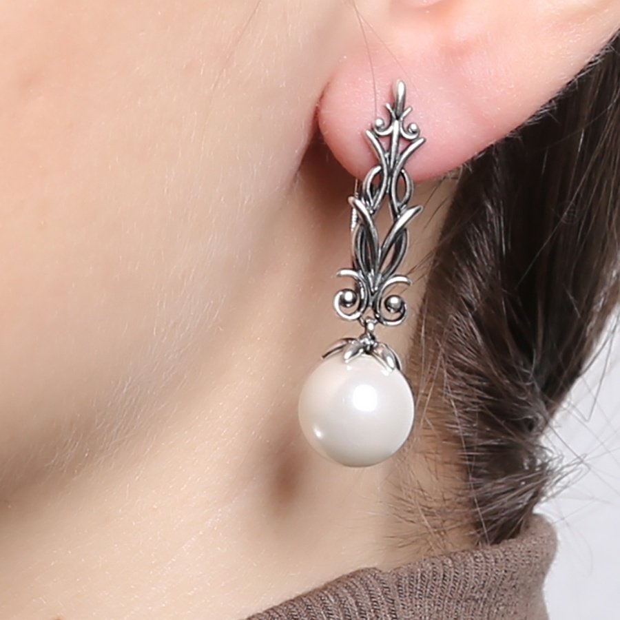 Серьги Красная пресня 3368354 вес 8.3 г серебро, жемчуг купить,36023