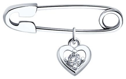 Брошь Diamant 94-140-02698-1 вес 0.8 г серебро, фианит купить,9234
