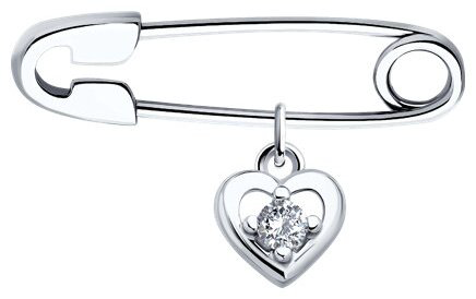 Брошь Diamant 94-140-02698-1 вес 0.8 г серебро, фианит купить,9234