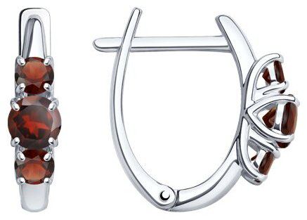 Серьги SOKOLOV 92022935 вес 2.46 г серебро, гранат купить,26676