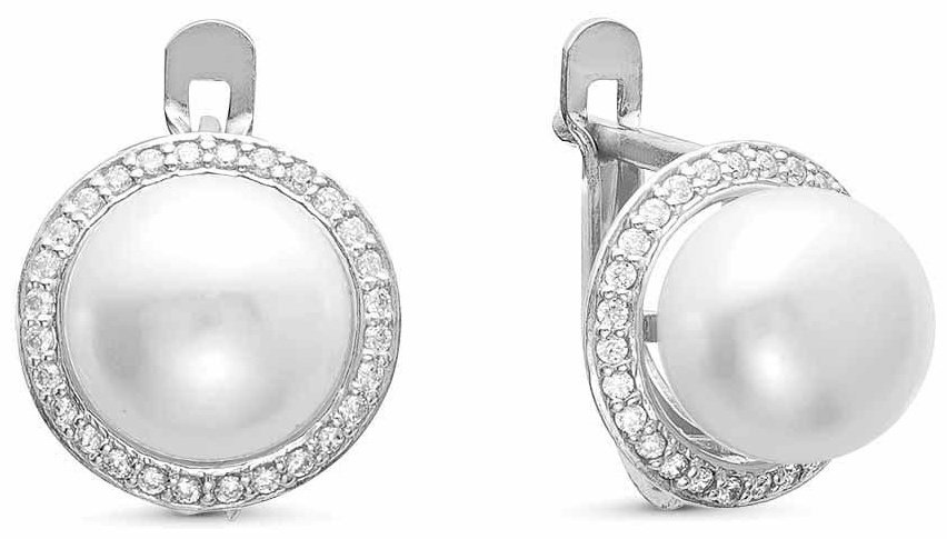 Серьги Красная пресня 3338480д вес 4.3 г серебро, жемчуг купить,50327