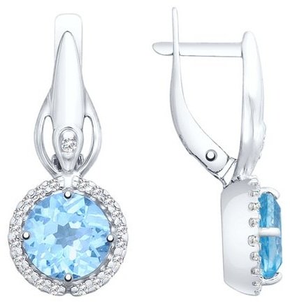 Серьги SOKOLOV 92021858 вес 3.7 г серебро, топаз купить,21931