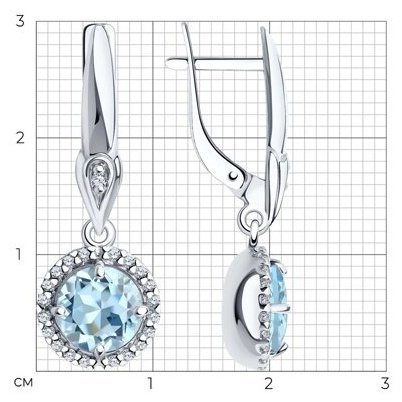 Серьги SOKOLOV 92021875 вес 3.95 г серебро, топаз купить,25989