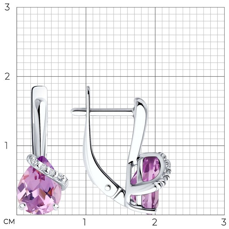 Серьги SOKOLOV 92022963 вес 2.3 г серебро, фианит, аметист купить,26676
