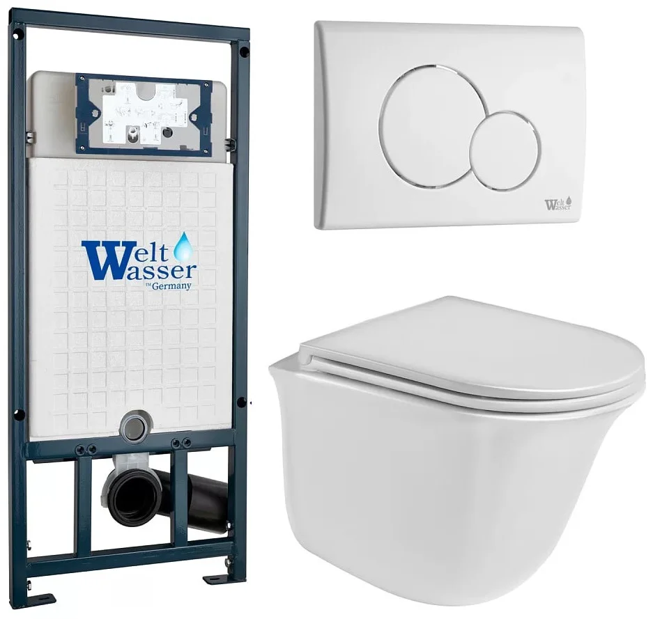 Инсталляция комплект WeltWasser MT5073 Marberg 507 + Telbach 004 GL-WT + MAR 507 RD GL-WT бело-синий