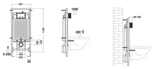 Инсталляция комплект WeltWasser MM50783 Marberg 507 + Merzbach 043 GL-BL + MAR 507 RD MT-BL бело-черный